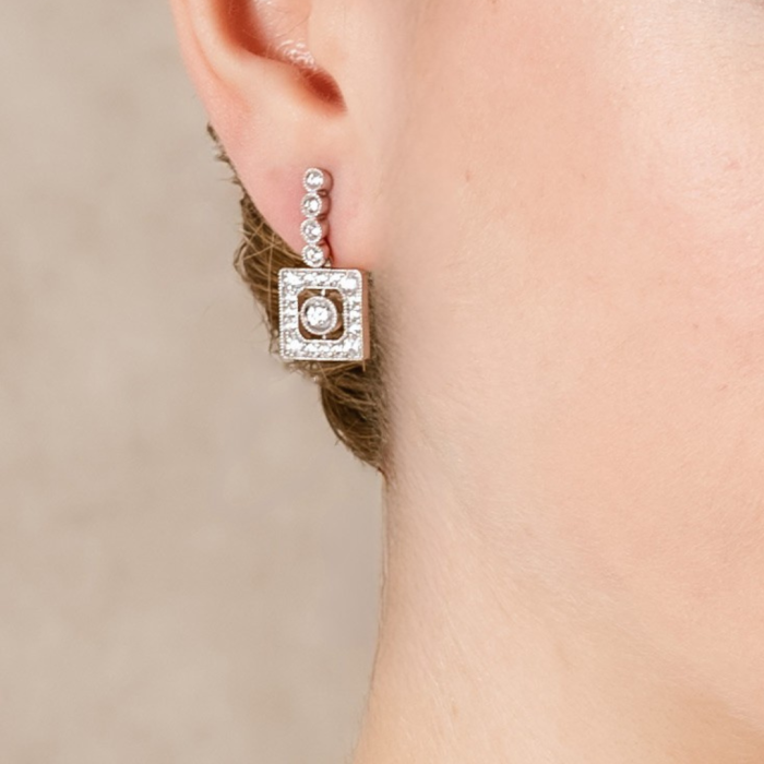 Pendientes de plata vintage carré