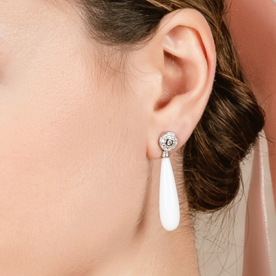 Earrings DANIELA White in silver