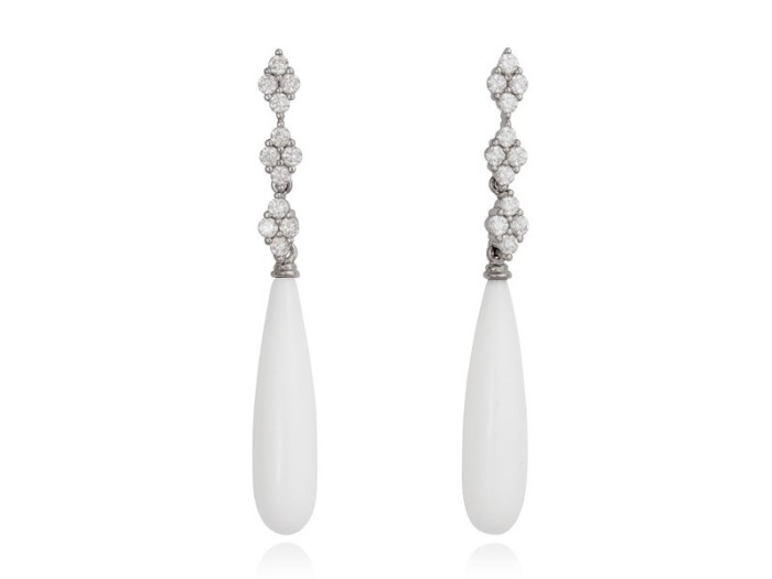 Earrings RUTH White in silver