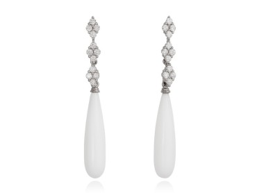 Earrings RUTH White in silver