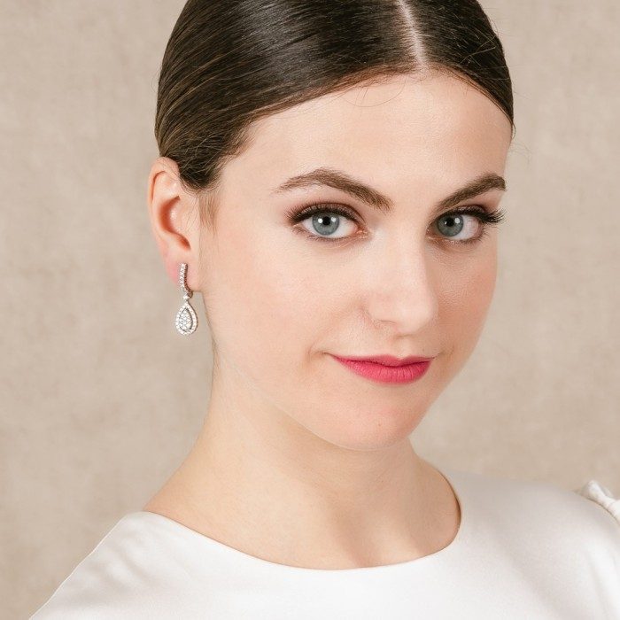 Earrings EVA White in silver