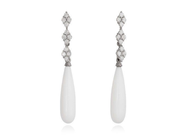 Earrings RUTH White in silver