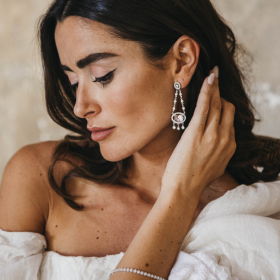 Pendientes de plata chandelier con gema de color