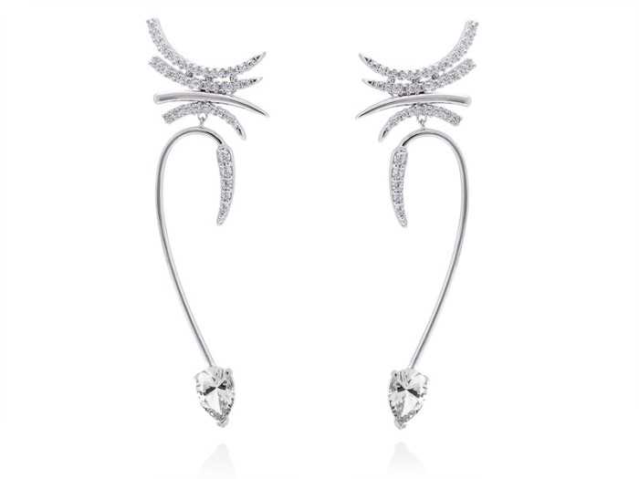 Pendientes de plata con piedra azul, rosa o blanca