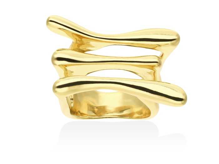 Ring Flow triple  in golden silver