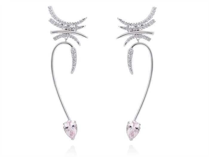 Pendientes de plata con piedra azul, rosa o blanca