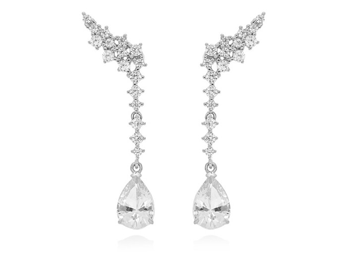 Pendientes de plata trepador con gema color