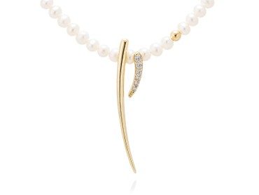 Necklace PISA pearl in golden silver