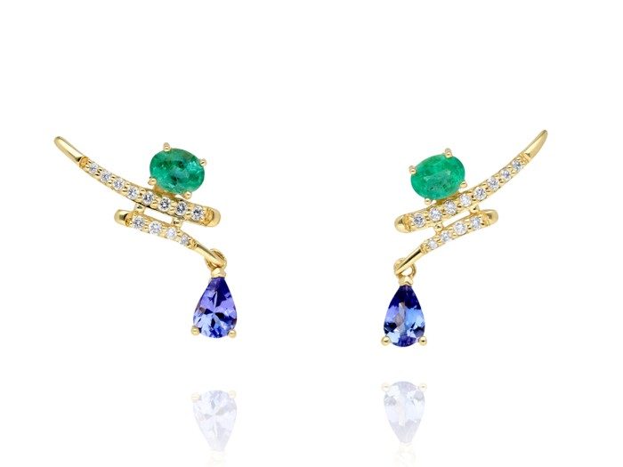 pendientes trepador oro y diamantes
