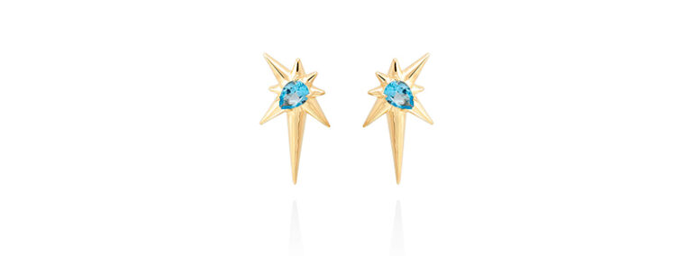 Pendientes Casiopea azul en plata dorada