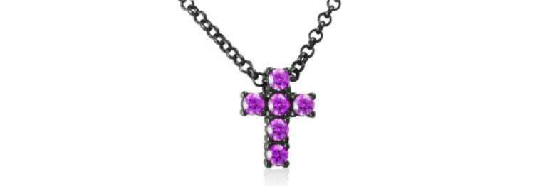 Colgante BAD fucsia en plata negra – Marina García