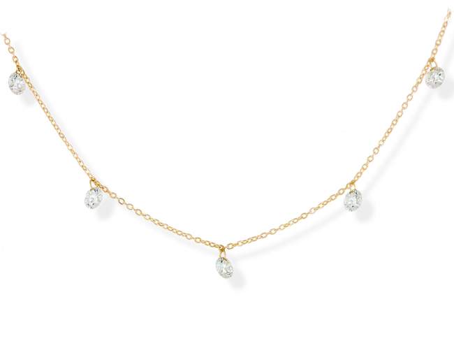 Necklace in 18kt. Gold and diamonds de Marina Garcia Joyas en plata Necklace in yellow plated 18kt white gold with 5 diamonds carat total weight 0.50 with a laser drill on crown main facet. (length: 40-42 cm.)