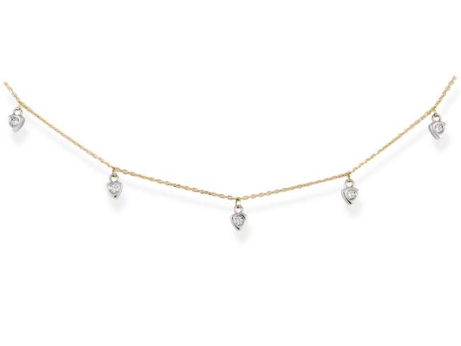 Necklace in 18kt. Gold and diamonds de Marina Garcia Joyas en plata Necklace in yellow and white 18kt gold with 5 diamonds carat total weight 0.07  (Color: Top Wesselton (G) Clarity: SI).(length: 40-42 cm.)