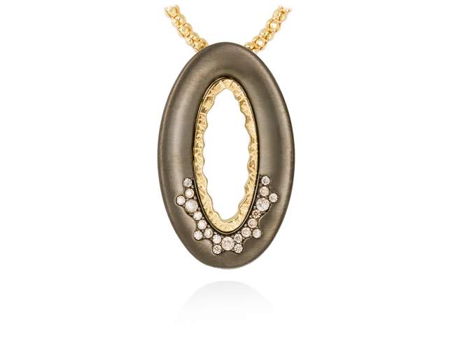 Pendant MIRAGE cognac in black silver de Marina Garcia Joyas en plata Pendant in 18kt yellow gold and ruthenium plated 925 sterling silver and cognac cubic zirconia. (size: 3,5 cm.)  (Chain is not included)