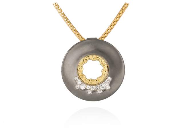 Pendant MIRAGE cognac in black silver de Marina Garcia Joyas en plata Pendant in 18kt yellow gold and ruthenium plated 925 sterling silver and cognac cubic zirconia. (size: 2 cm.)  (Chain is not included)