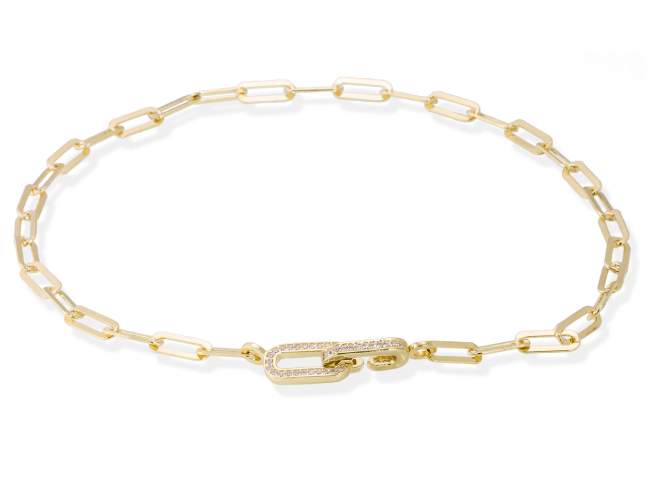 Halskette HILTON weiß in silber vergoldet de Marina Garcia Joyas en plata Halskette in Silber (925) vergoldet in 18 Karat Gelbgold mit Zirkonia weiß. (Länge: 42 cm)
