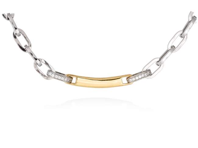 Halskette RITZ weiß in silber de Marina Garcia Joyas en plata Halskette in Silber (925) rhodiniert und 18 Karat vergoldet Gelbgold mit Zirkonia weiß. (Länge: 42 cm)
