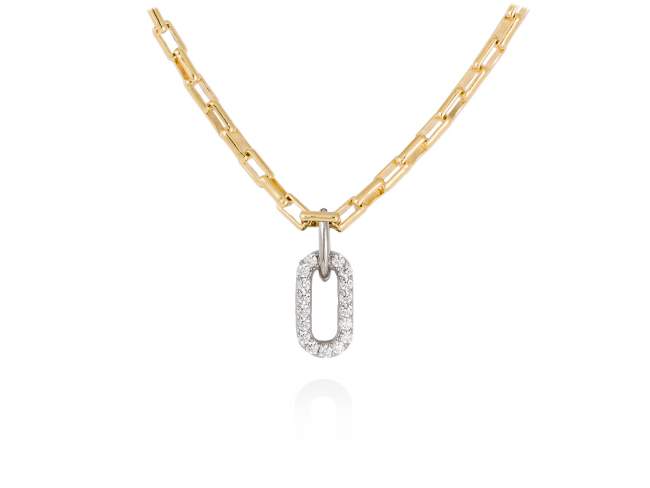 Necklace SUITE white in golden silver de Marina Garcia Joyas en plata Necklace in 18kt yellow gold and rhodium plated 925 sterling silver and white cubic zirconia. (Length of necklace: 45 cm. Size of pendant: 1,7 cm.)