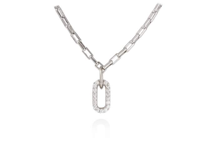 Necklace SUITE white in silver de Marina Garcia Joyas en plata Necklace in rhodium plated 925 sterling silver and white cubic zirconia. (Length of necklace: 45 cm. Size of pendant: 1,7 cm.)