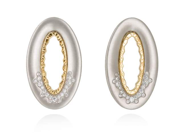 Earrings MIRAGE white in silver de Marina Garcia Joyas en plata Earrings in 18kt yellow gold and rhodium plated 925 sterling silver and white cubic zirconia. (size: 3,5 cm.)