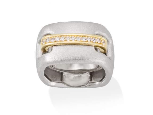 Ring RITZ white in silver de Marina Garcia Joyas en plata Ring in 18kt yellow gold and rhodium plated 925 sterling silver with white cubic zirconia.  