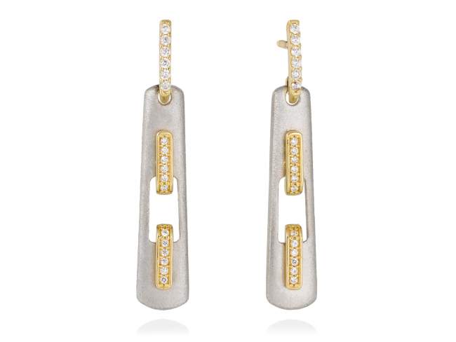 Earrings RITZ white in silver de Marina Garcia Joyas en plata Earrings in 18kt yellow gold and rhodium plated 925 sterling silver with white cubic zirconia. (size: 5 cm.)