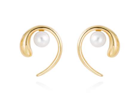 Earrings YAMA pearl in golden silver