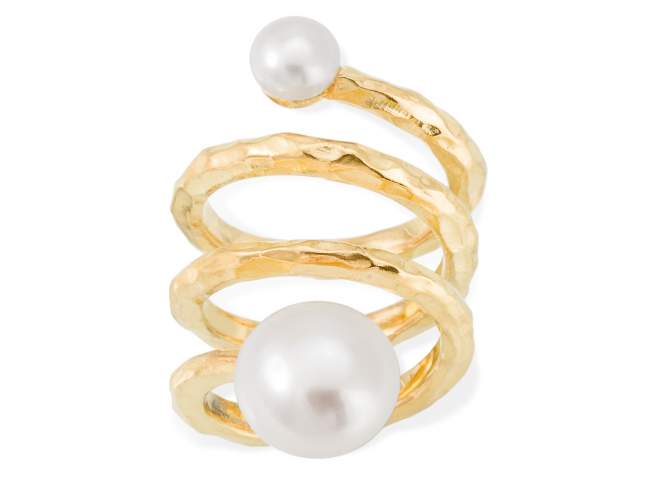 Ring SEIDAI perle in silber vergoldet de Marina Garcia Joyas en plata Ring in Silber (925) vergoldet in 18 Karat Gelbgold mit Süßwasser-Zuchtperlen.  