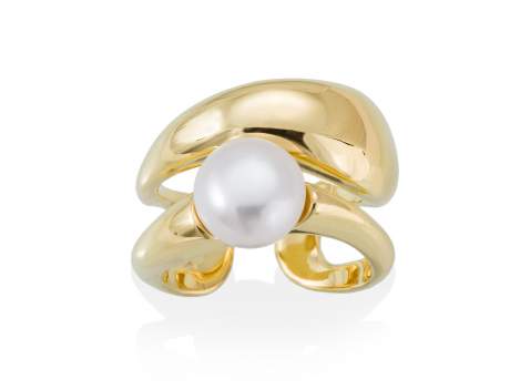Ring AOMORI pearl in golden silver