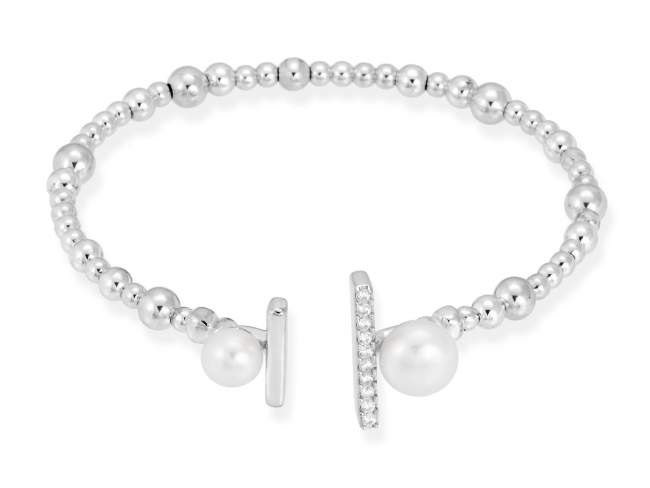 Armband SAPPORO perle in silber de Marina Garcia Joyas en plata Armband in Silber (925) rhodiniert, Zirkonia weiß und Süßwasser-Zuchtperlen. (Handgelenkgröße: 18 cm)