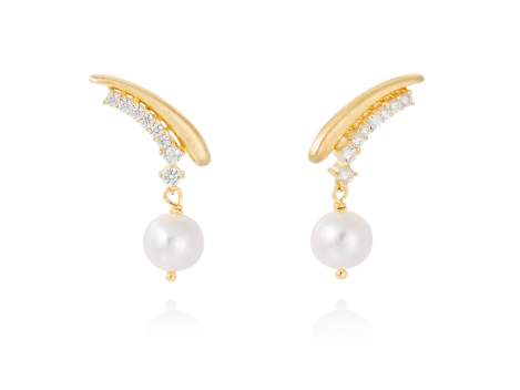 Earrings ANIKA pearl in golden silver