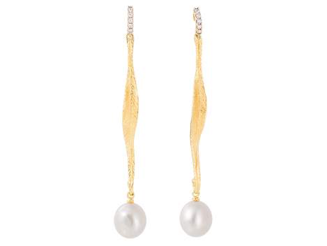 Earrings NARA pearl in golden silver