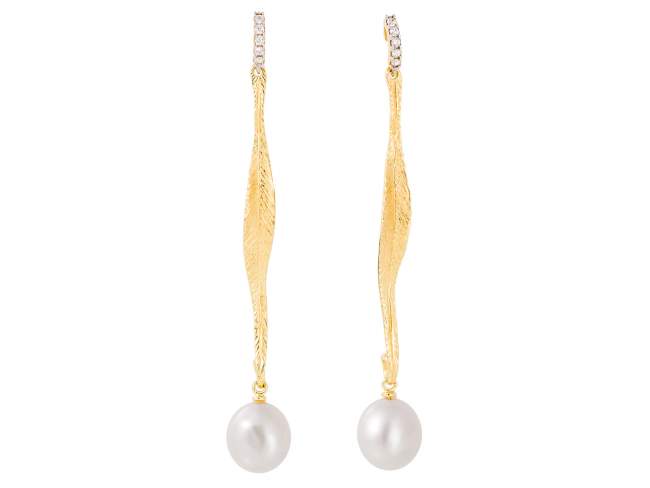 Ohrringe NARA perle in silber vergoldet de Marina Garcia Joyas en plata Ohrringe in Silber (925) vergoldet in 18 Karat Gelbgold mit Süßwasser-Zuchtperlen. (Größe: 7,5 cm)