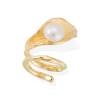 Ring NARA pearl in golden silver