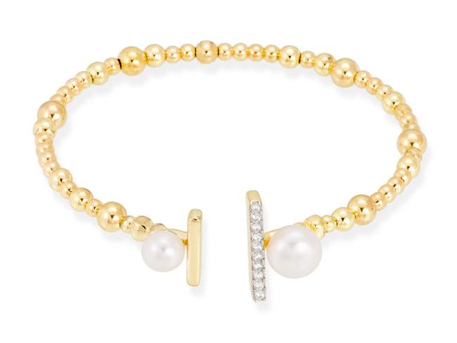 Armband SAPPORO perle in silber vergoldet de Marina Garcia Joyas en plata Armband in Silber (925) rhodiniert und 18 Karat vergoldet Gelbgold, Zirkonia weiß und Süßwasser-Zuchtperlen. (Handgelenkgröße: 18 cm)