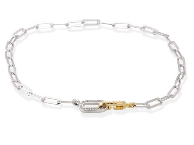 Halskette HILTON weiß in silber de Marina Garcia Joyas en plata Halskette in Silber (925) rhodiniert und 18 Karat vergoldet Gelbgold mit Zirkonia weiß. (Länge: 42 cm)