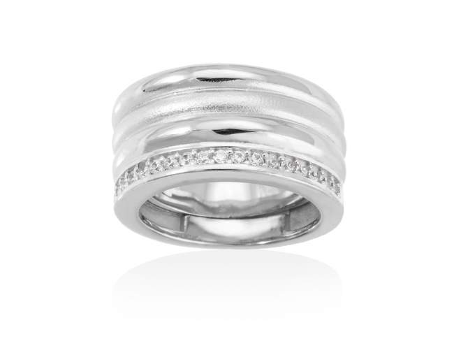 Ring FITJI white in silver de Marina Garcia Joyas en plata Ring in rhodium plated 925 sterling silver with white cubic zirconia.  