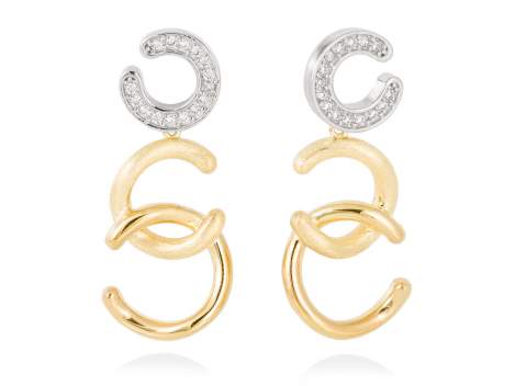 Earrings BORNEO white in golden silver