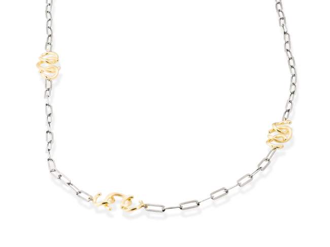 Halskette FITJI silber in silber geschwärzt de Marina Garcia Joyas en plata Halskette in Silber (925) rhodiniert und 18 Karat vergoldet Gelbgold. (Länge: 91 cm)