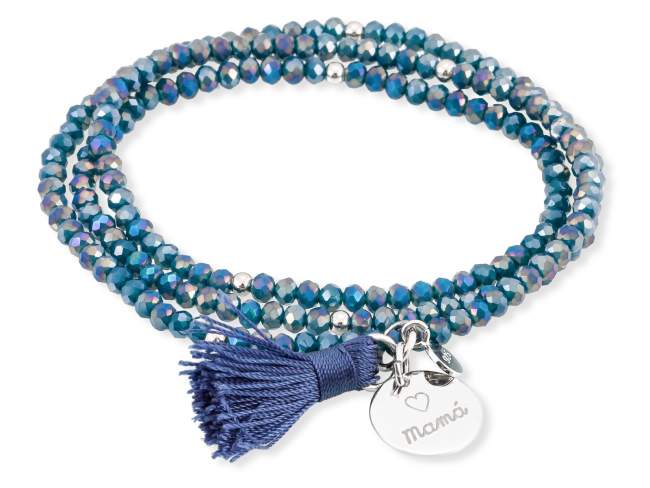 Bracelet ZEN Blue in silver de Marina Garcia Joyas en plata Bracelet in rhodium plated 925 sterling silver with faceted 