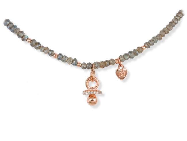 Necklace BABY  in rose silver de Marina Garcia Joyas en plata <p>Necklace in 18kt rose gold plated 925 sterling silver with white cubic zirconia and faceted labradorite. (length: 40 cm.)</p>