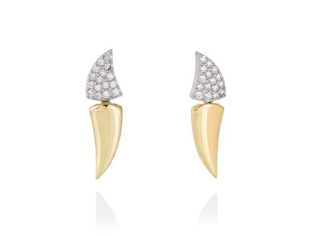 Earrings LOU white in golden silver de Marina Garcia Joyas en plata Earrings in 18kt yellow gold and rhodium plated 925 sterling silver and white cubic zirconia. (size: 3 cm.)