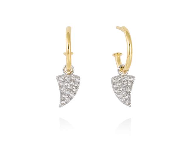 Earrings REBEL white in golden silver de Marina Garcia Joyas en plata Earrings in 18kt yellow gold and rhodium plated 925 sterling silver and white cubic zirconia. (size: 2,5 cm.)
