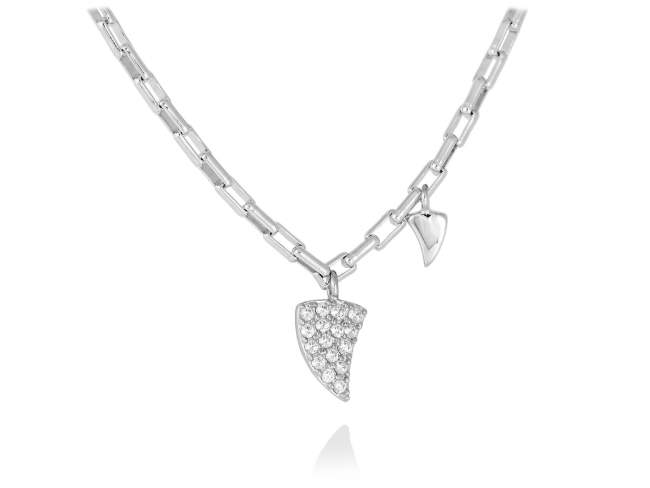 Necklace REBEL  in silver de Marina Garcia Joyas en plata Necklace in rhodium plated 925 sterling silver and white cubic zirconia. (Length of necklace: 40+5 cm. Size of pendant: 1 cm.)