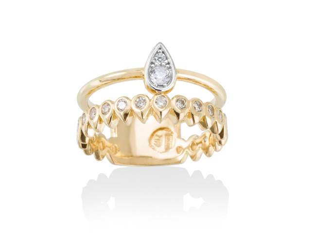 Ring PUNK  in golden silver de Marina Garcia Joyas en plata Ring in 18kt yellow gold plated 925 sterling silver with white cubic zirconia.  