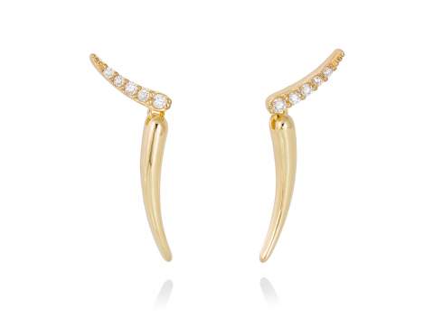 Earrings GUN-LONG white in golden silver