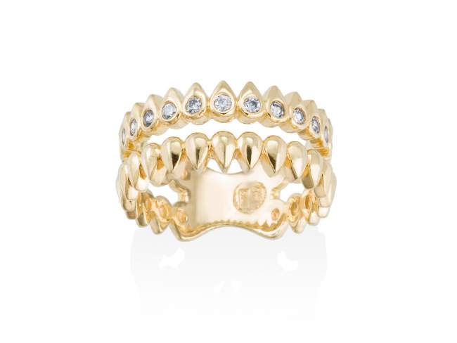 Ring PUNK  in golden silver de Marina Garcia Joyas en plata Ring in 18kt yellow gold plated 925 sterling silver with white cubic zirconia.  