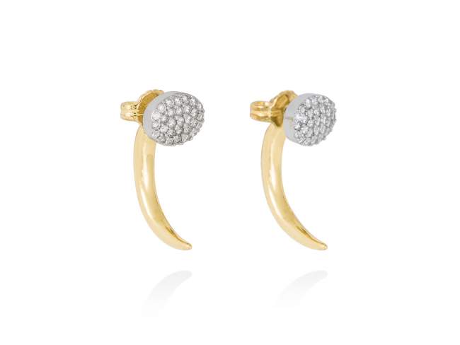 Earrings DYLAN white in golden silver de Marina Garcia Joyas en plata Earrings in 18kt yellow gold and rhodium plated 925 sterling silver and white cubic zirconia. (size: 2,5 cm.)