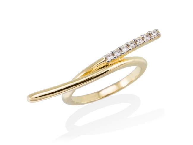 Ring JUMP  in golden silver de Marina Garcia Joyas en plata Ring in 18kt yellow gold plated 925 sterling silver with white cubic zirconia.  