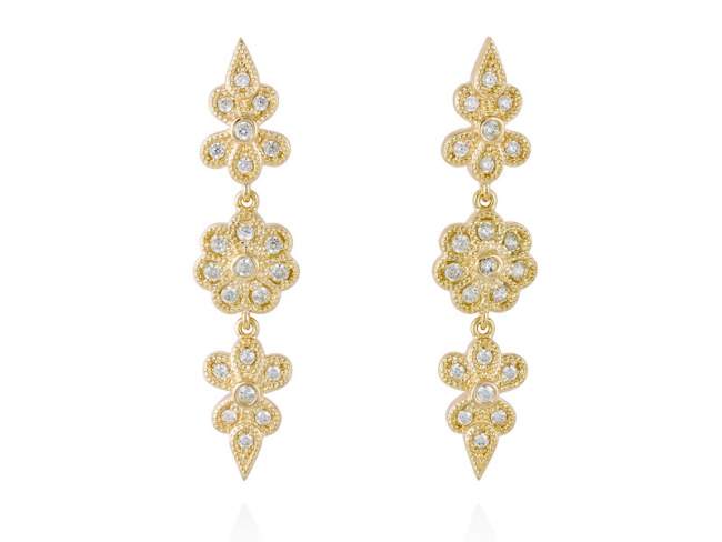 Earrings ROSA  in golden silver de Marina Garcia Joyas en plata Earrings in 18kt yellow gold plated 925 sterling silver and white cubic zirconia and . (size: 4,2 cm.)